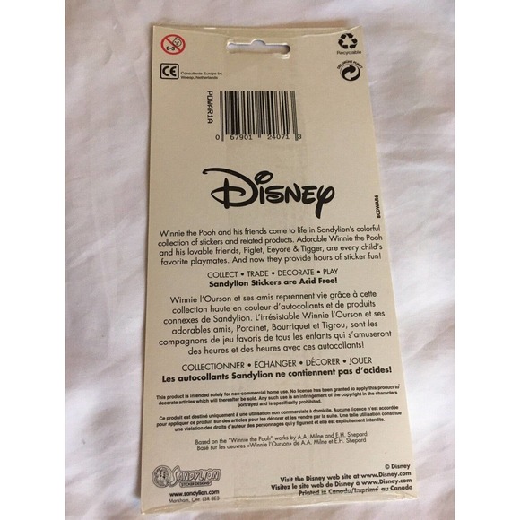 SANDYLION DISNEY WINNIE THE POOH PIGLET TIGGER EEYORE PICNIC STICKERS 2 Sheets - Picture 6 of 6